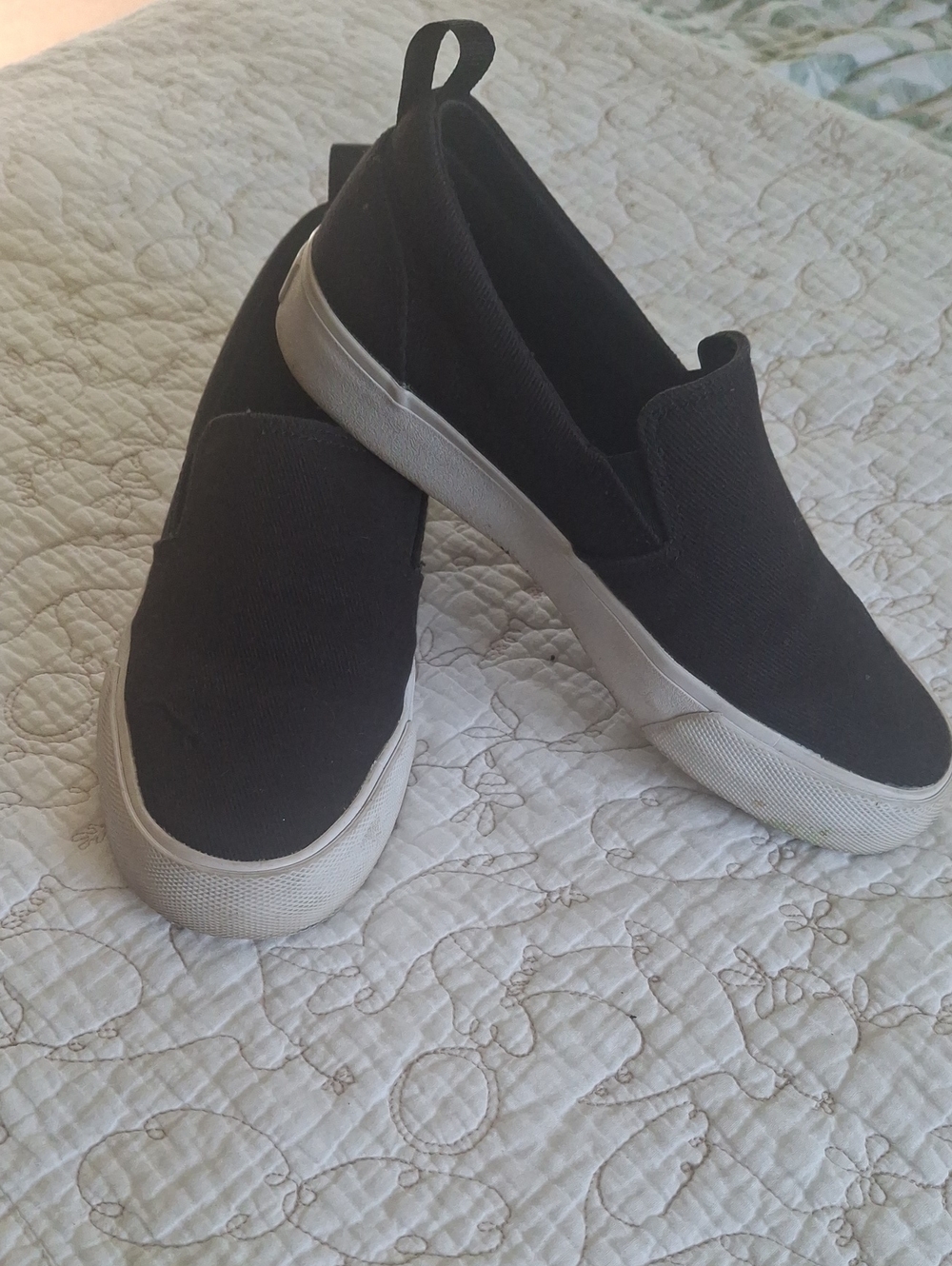 Puma Black Slip-On Canvas Sneakers with White Soles